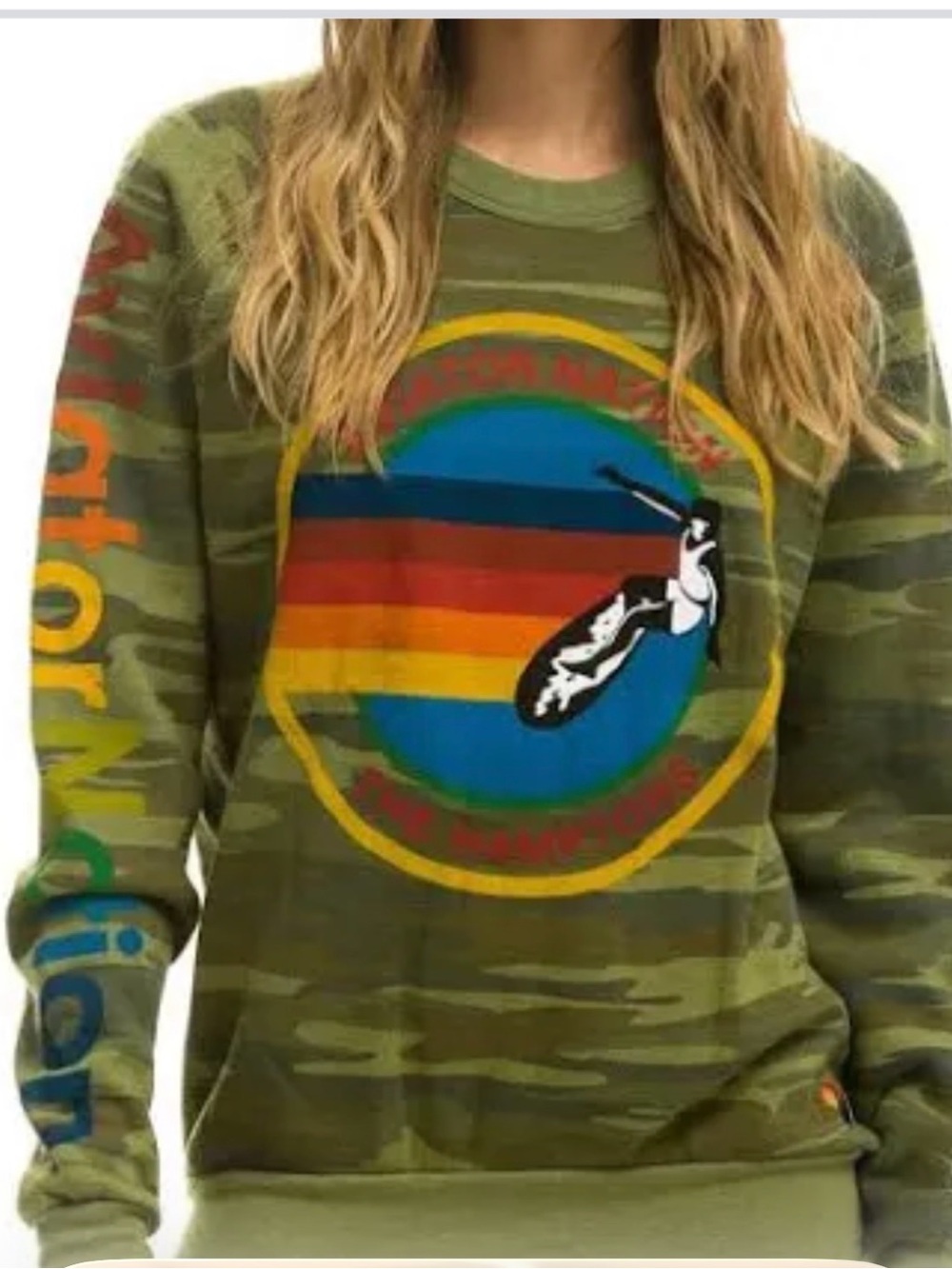 Aviator Nation 'Green Camo Ski Graphic Sweatshirt